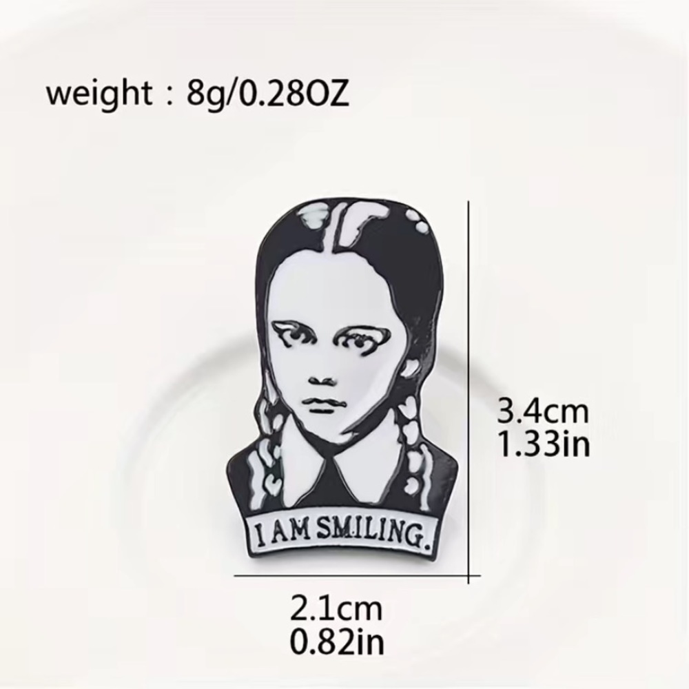 (3/$15) Wednesday Addams I am Smiling Enamel Pin - Picture 3 of 3